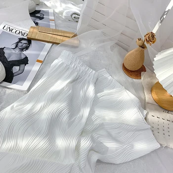 De Perna Larga Calças Calças De Mulher Elástica Cintura Alta Streetwear Estilo Coreano Roupas 2022 Moda De Verão