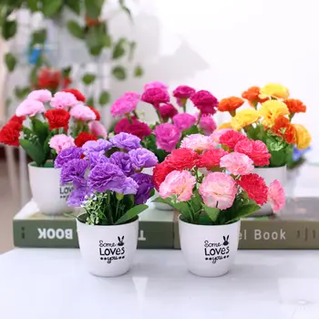 Decorativo pequeno vaso de flores de plástico flor artificial simulação jardim de flores, decoração de bonsai planta de casa a decoração home