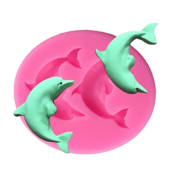 Dolphin Molde de Silicone 3D Fondant de Sabão Chocolate Moldes de Sugarcraft Decoração do Bolo de Ferramentas de Cozinha, formas para bolos