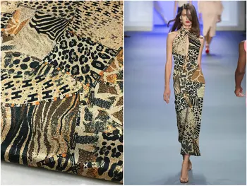 Espinha de peixe, tecido de seda da marca geométricas estampa de leopardo pesado elástico amoreira natural de seda vestido de cetim tecido de moda 22mm
