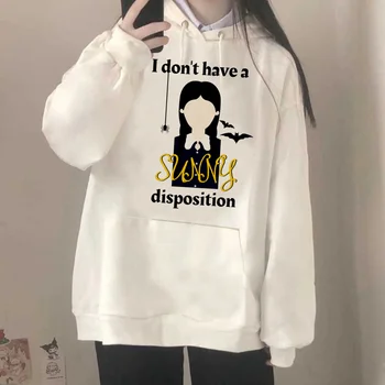 eu Odeio Tudo, quarta-feira Addams hoodies mulheres top de manga longa 2023 engraçado vintage Capa de treino feminino harajuku roupas