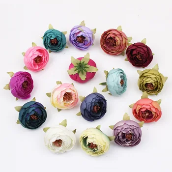 flor artificial cabeças Manual acessórios de Seda rosa chá de flores artesanais casamento DIY caminho decoração do quarto bolas de flor de mão de DIY