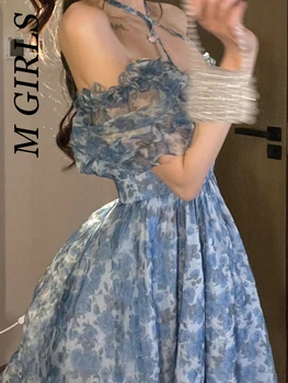 Francês Floral Vintage Vestido De Mulher Sexy Off Ombro De Fadas Impresso Boho Mini Vestido De Aniversário, Mesmo Vestido De Festa De Verão 2022 Coreano