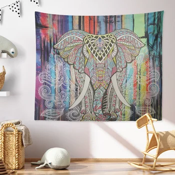 Geométricas Coloridas Elefante Henna Indiana Padrão De Parede Da Sala De Estar Tapeçaria Quarto Dormitório Fundo Pendurada Na Parede Decoração
