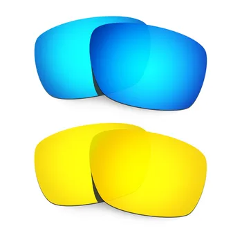 HKUCO Polarizada de Substituição de Lentes Para papel Alumínio Carbono Óculos de sol Azul/Ouro 2 Pares