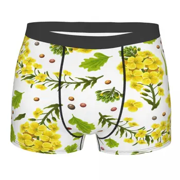 Homens Calcinhas Cuecas Boxers, Cuecas Flores Canola Brassica Sexy Masculino Shorts