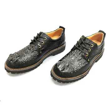 huilong crocodilo calçados masculino, sapatos de salto Baixo tendência da moda verdadeiro Crocodilo osso pele de Ferramentas sapatos de homens sapatos