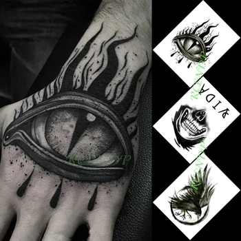 Impermeável da Etiqueta Temporária Tatuagem Olhos Grandes Crânio Sorridente Águia Tatuagem Adesivos Na Mão Flash Falsificação da Tatuagem Tatuagem para Homens Mulheres