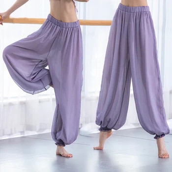 Latino-Dança de Chiffon perna Solta calças de Senhora Salão de festas bloomers calças de Cha de Salsa, rumba, Dança moderna, Ampla perna calças de Yoga