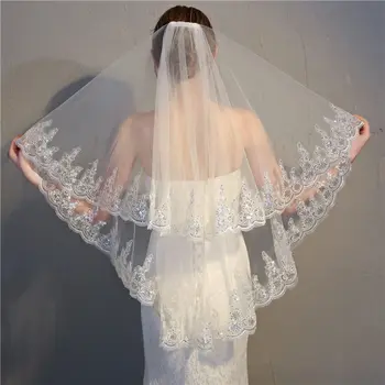 Laço elegante Véu de Casamento para Noivas 2 Camadas Apliques de Cristal Véu de Noiva Pente para despedida de solteiro, Casamento 2022