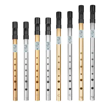 Liga de alumínio Tin Whistle Instrumento Musical de 6 Furos Fácil de Aprender Flauta Assobiando para crianças Iniciantes Intermediários