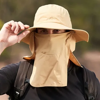 Malha de Caminhadas, Pesca Caps Chapéu de Balde Com Cara de Pescoço Aba Mulheres de Verão Proteção UV, Chapéu de Sol Masculino Exterior Respirável
