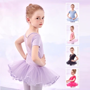 Meninas de Algodão, Elastano Rosa Ballet Tutu Vestido com Saia de Criança Ballet Collant de Roupa de Balé Trajes de Roupas para Meninas