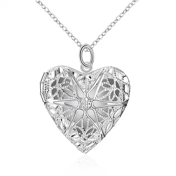 Moda cor de Prata oca quadro pingente de coração colar de jóias de moda presente do Dia dos Namorados para a mulher de boa qualidade P185