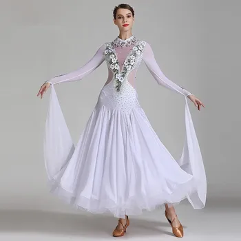 Moda Exclusivas Das Mulheres Brancas Competição De Dança De Salão Vestido
