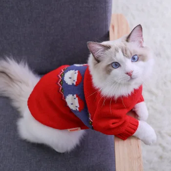 Moda Nova Natal Gato Roupas de Cachorro Quente Engrossar Camisola Confortável para o animal de Estimação de Roupas Casaco de Tricô Crochê Pano
