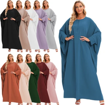 Mulheres De Oração Vestuário Muçulmano Abaya Vestido Solto Longo Batwing Manga Ramadã, Eid Dubai, Arábia Saudita, Turquia Islâmica Jilbab Serviço De Adoração