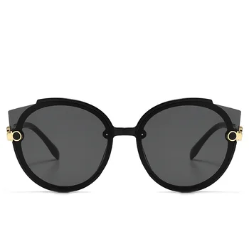 Mulheres de Óculos Redondos 2023 Marca de Luxo Designer de Olhos de Gato de Óculos de Sol dos Homens Vintage Eyelasses Tons Negros UV400 Feminino Novo