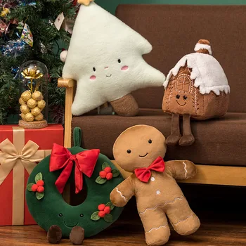 Natal Recheado De Pelúcia Boneca Macia Bonito Homem De Gengibre Árvore De Natal Da Casa Travesseiro Almofada De Pelúcia Feliz De Presente De Natal Para Crianças