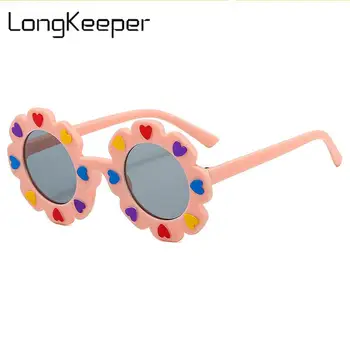 Nova Moda de Óculos de sol de Crianças Forma de Girassol Crianças de Óculos para Meninas Meninos de Óculos de Sol Bonito Armação de Óculos de Tons LongKeeper