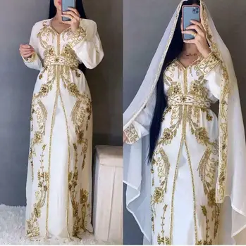 Novas Mulheres Vestido De Fantasia Vestido De Dubai Formal Frisado Marroquino Vestido Vestido De Noite De 54 Polegadas