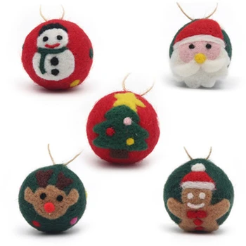 Novo 5cm de Natal, Bola de Lã de Feltro Poke do Boneco de neve, Papai Noel Elk Árvore de Enforcamento Pingente de Enfeites de Natal Decoracion