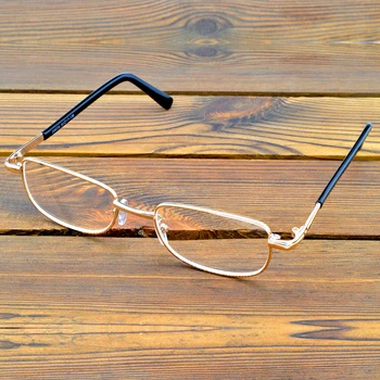 O retângulo de Ouro Frame da Liga de Full-rim Óculos de Proteção contra Radiação Lentes de Óculos de Leitura +0,75 A +4