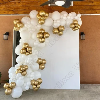 Ouro branco Balão de Látex Arch Kit de Casamento Festa de Aniversário de Balão Garland Evento Comemorar o chá de Bebê Decoração 165PCS