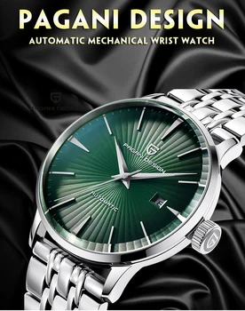 PAGANI DESIGN de Moda masculina Casual Relógios Mecânicos Impermeável 3bar de Aço Inoxidável /de Couro da Marca de Luxo Automático de Negócios