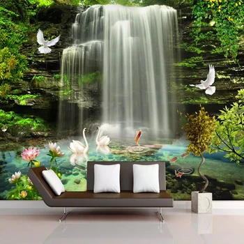 Personalizadas de Fotos em 3D Fotos papel de Parede Bela Cachoeira Grande Murais Papéis de Parede Decoração Sala Quarto Papel De Parede