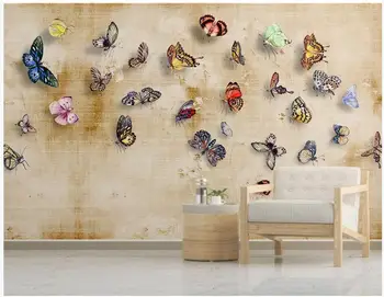 Personalizado com foto 3d papel de parede Moderno e minimalista Americano, pintado à mão borboleta decoração de quarto em 3d murais de parede papel de parede para parede 3 d