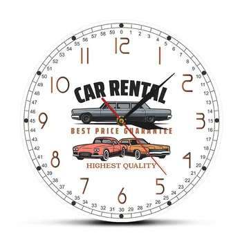 Personalizado De Aluguer De Carro Em Acrílico Impressão Rodada Relógio De Parede Relógio Mecânico Drivers De Garagem Negócio Pendurado Relógio Horloge