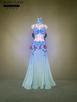 Personalizado de dança vestido de 2020 mulheres de alta qualidade em dança do ventre desempenho original design fresco e puro cor-de-rosa e azul