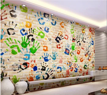 Personalizado de Papel de parede Infantil, graffiti palma de impressão para sala de KTV TV de parede de tecido impermeável de Papel de parede