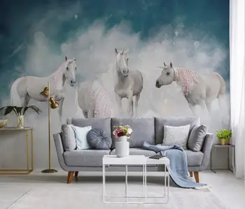 Personalizado, papel de parede 3d Foto de papel de Parede de Sala de TV pano de Fundo Nórdico cavalo branco Mural de Luxo Papéis de Parede Decoração da Casa