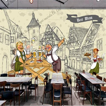 Pintados à mão Cerveja papel de Parede Mural do Festival de Cerveja do Bar do Clube Restaurante Snack-Bar Fundo de Parede, Papel De Parede, a Papel Tapiz