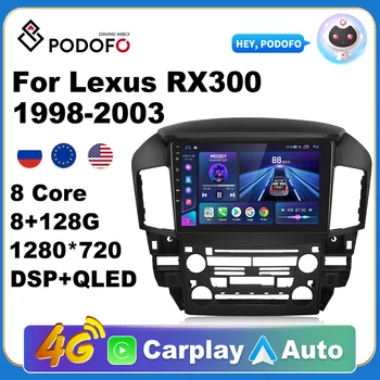Podofo Carro Android CarPlay Rádio Leitor de Multimídia Para Lexus RX300 1998-2003 2 Din Autoradio Vídeo AI de Voz do GPS Navi 4G WiFi