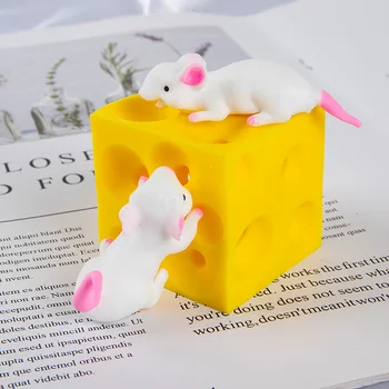 Rato E do Queijo de Brinquedo Preguiça de esconde-esconde o Alívio do Estresse do Brinquedo Figuras de Queijo Bloco de Brinquedos para as Crianças, Para Aliviar o Stress