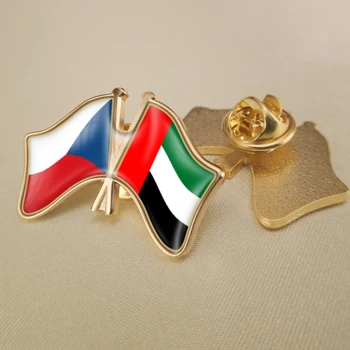 República checa e emirados Árabes Unidos Cruzado Duplo Amizade Bandeiras Alfinetes de Lapela Broche de Crachás