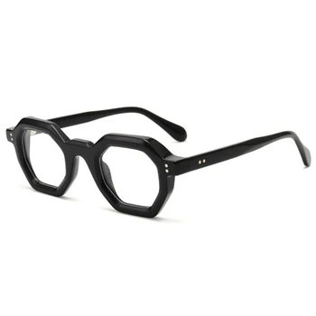 Rodada Retro Acetato De Óculos Com Armações De Homens, Mulheres Da Moda Rebite De Óculos De Prescrição Do Quadro