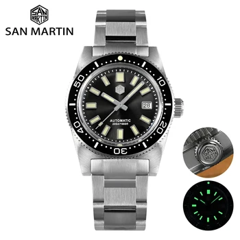 San Martin Nova 62mas 37mm Diver Mens Watch Clássico de Luxo Safira PT5000 SW200 Automáticos os Relógios Mecânicos Data 20Bar Luminosa
