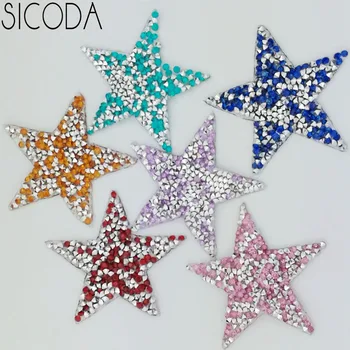 SICODA 6cm 24pcDIY estrelas Hotfix strass motivo de ferro na transferência de Apliques de adesivos para calçados roupas T-shirt, Saco de enfeites