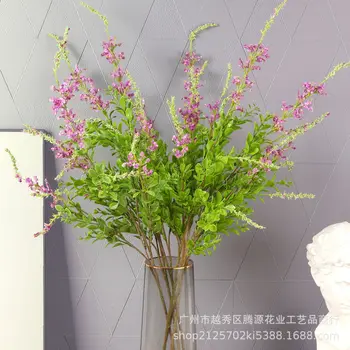 Simulação de Planta Verde Mato Com Flores de estilo Europeu, Luz de Luxo, Decoração de Folha Simples Floral Mesa da Sala de Flor