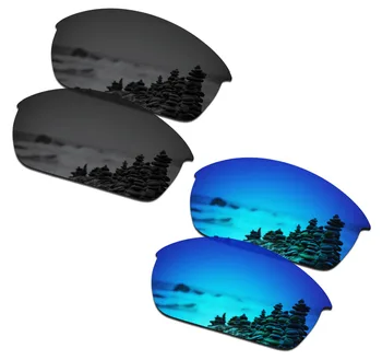 SmartVLT 2 Pares de Óculos Polarizados de Substituição de Lentes para Oakley Flak Jacket Stealth Preto e Azul Gelo