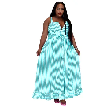 Spaghetti Strap Vestido De Verão Listrado Africana Vestidos Para As Mulheres A Moda Solta Muito Sensual Cardigan Único Breasted Ancara Vestes Novas