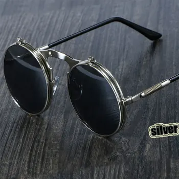 STEAMPUNK Metal Óculos Redondos Homens Mulheres Retro CÍRCULO de ÓCULOS de SOL de Marca de Designer de Moda Óculos de Tons de Protecção UV