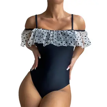 Swimwear Atraente de Uma peça de Babados Funda Barriga Coberta roupa de Banho para Férias Mulheres de Maiô Mulheres de Biquíni