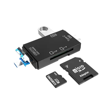TF Leitor de Cartão SD para Cartão de Memória Portátil com USB 2.0 Tipo C Adaptador Multi-função de Leitor de Cartão para o Micro cartão do SD TF Slot Duplo Flash