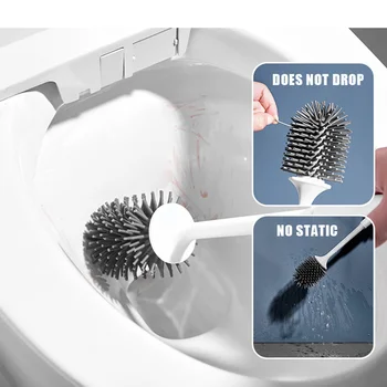 TPR Silicone Cabeça de Escova de vaso Sanitário Drenagem Rápida Ferramenta de Limpeza de Montagem de Parede ou de Chão Escova de Limpeza Conjunto de Acessórios de Banheiro
