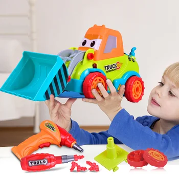 Trator Escavadeira Construção Diy Montagem Caminhão de Brinquedo Para Crianças Com desmontar Peças E Ferramenta Para Chrildren Menino brinquedos de Presente